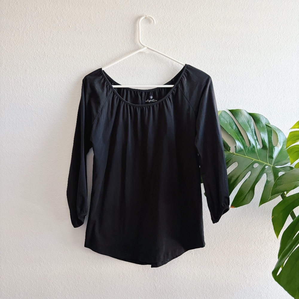 Elegantees Organic Cotton Fair Trade Evelyn Top in Black - XS